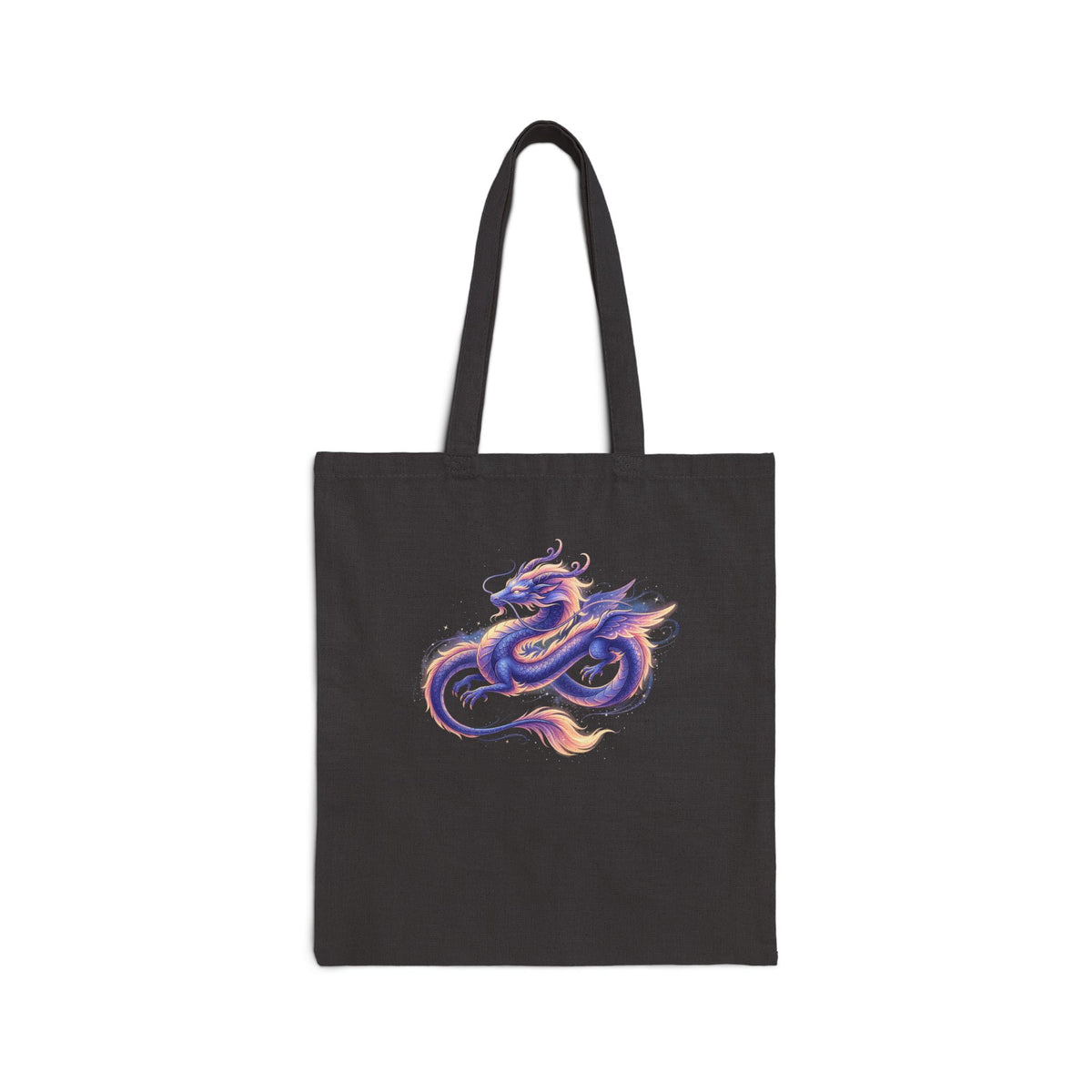Watercolor Dragon Tote Bag | Mythical Serpent Art, Purple Orange Brushstroke