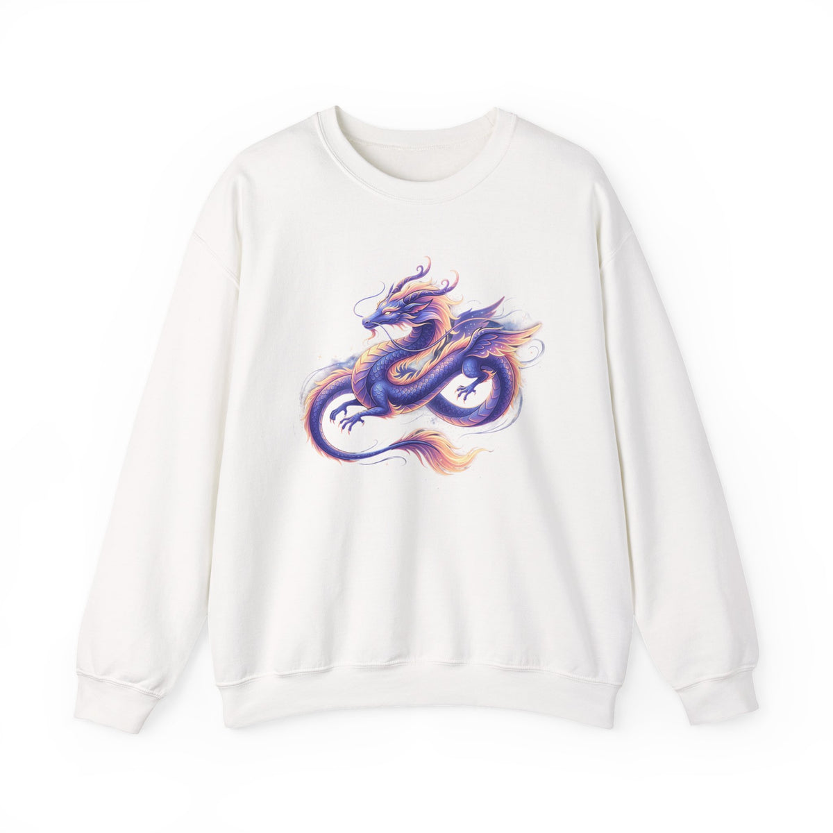 Purple Watercolor Dragon Crewneck Sweatshirt | Mythical Oriental Illustration