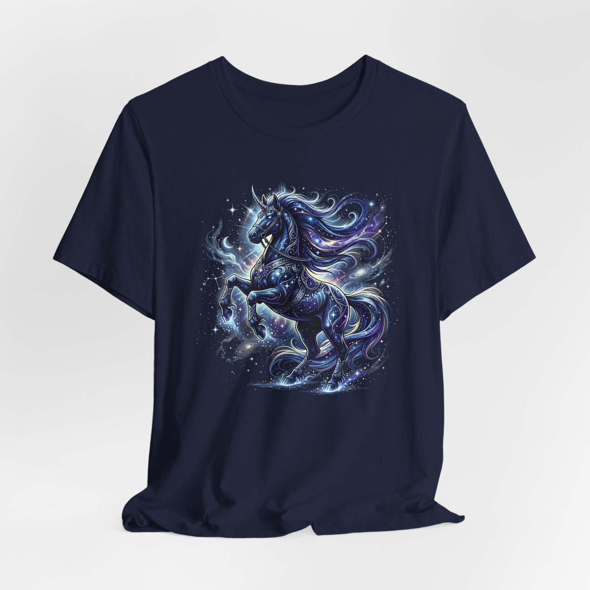 Mystic Night Stallion T-Shirt — Celestial Blue Horse Graphic Tee