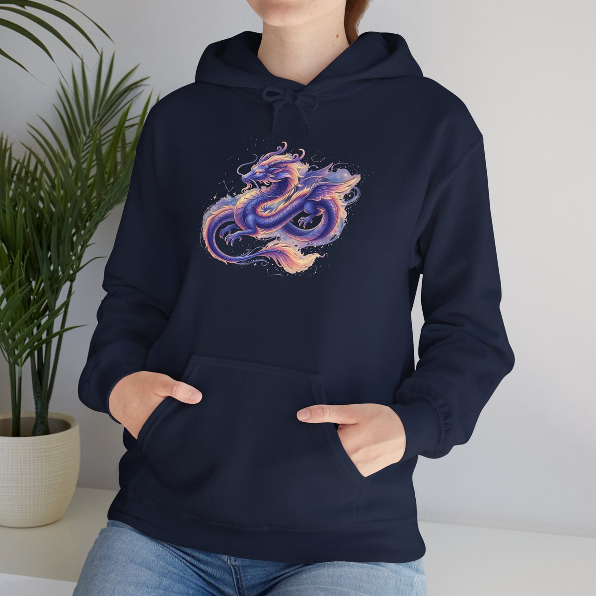 Colorful Watercolor Dragon Hoodie | Asian Mythical Serpent, Fantasy Art