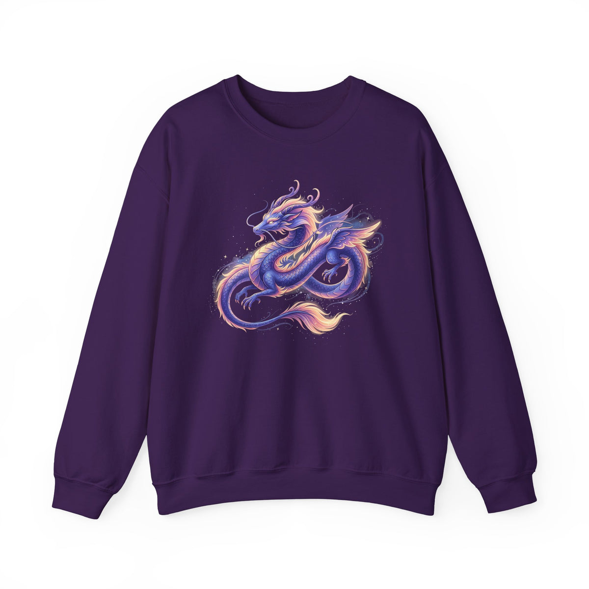 Purple Watercolor Dragon Crewneck Sweatshirt | Mythical Oriental Illustration