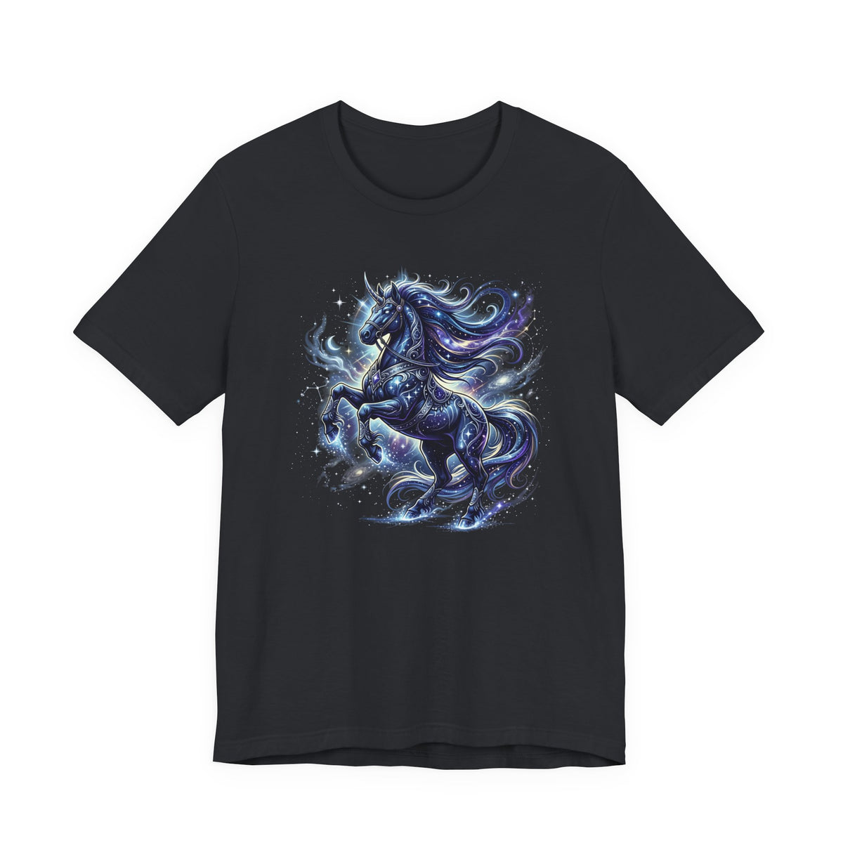 Mystic Night Stallion T-Shirt — Celestial Blue Horse Graphic Tee