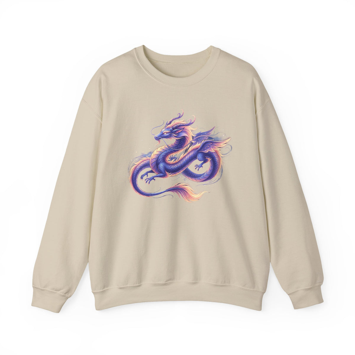 Purple Watercolor Dragon Crewneck Sweatshirt | Mythical Oriental Illustration