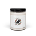 Botanical Wreath with Blackbird Candle | Soy Jar Candle, Floral Illustration