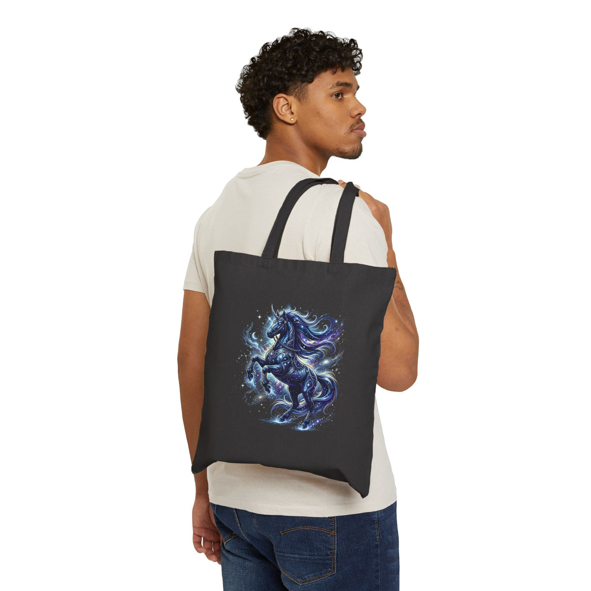 Canvas Tote Bag — Mystical Blue Unicorn Art Tote