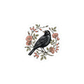 Blackbird with Rosehip Wreath Sticker | Botanical bird decal