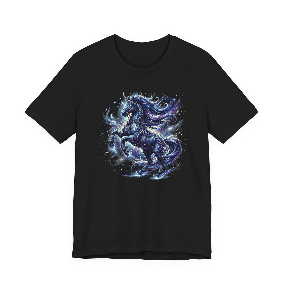 Mystic Night Stallion T-Shirt — Celestial Blue Horse Graphic Tee