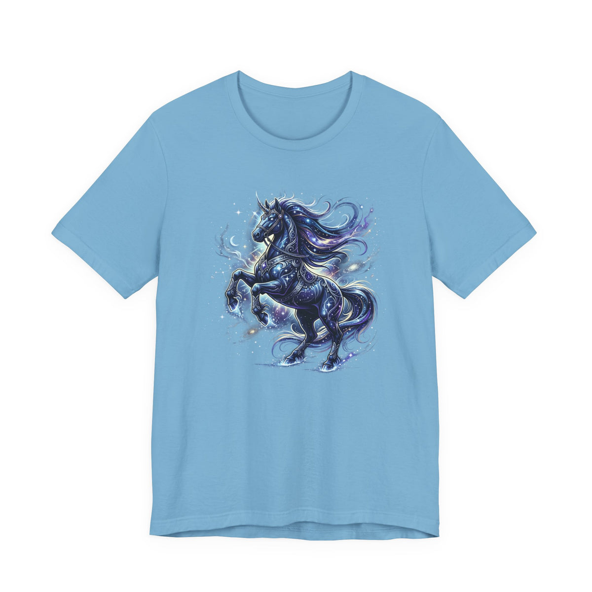 Mystic Night Stallion T-Shirt — Celestial Blue Horse Graphic Tee