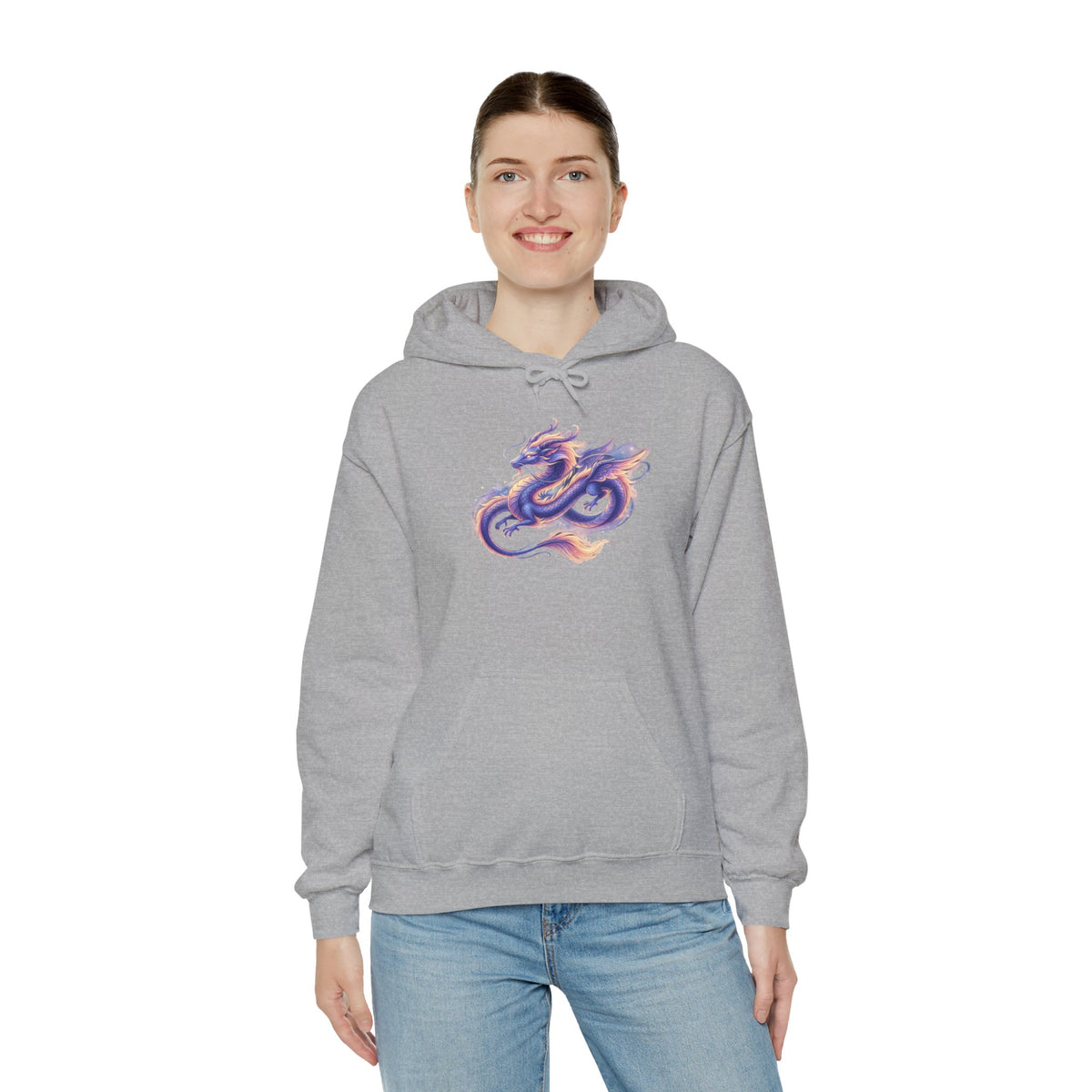 Colorful Watercolor Dragon Hoodie | Asian Mythical Serpent, Fantasy Art